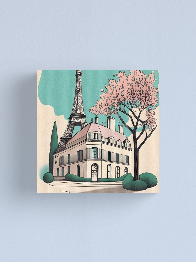 Thumbnail 1 of 3, Canvas Print, Old Traditional French house Chateaux Homes Drawing designed and sold by Patricks-Art.