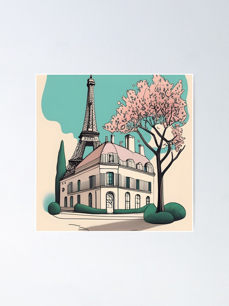 Thumbnail 1 of 3, Poster, Old Traditional French house Chateaux Homes Drawing designed and sold by Patricks-Art.