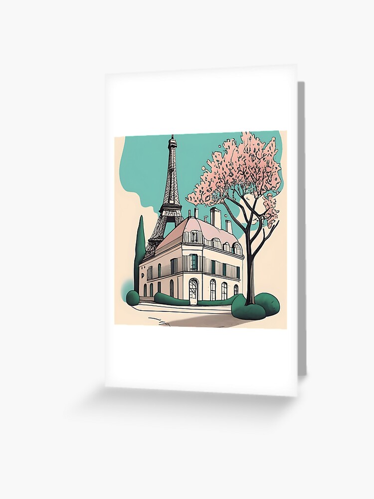 Thumbnail 1 of 2, Greeting Card, Old Traditional French house Chateaux Homes Drawing designed and sold by Patricks-Art.