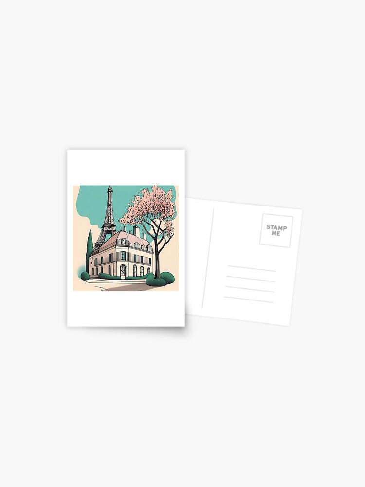 Thumbnail 1 of 2, Postcard, Old Traditional French house Chateaux Homes Drawing designed and sold by Patricks-Art.