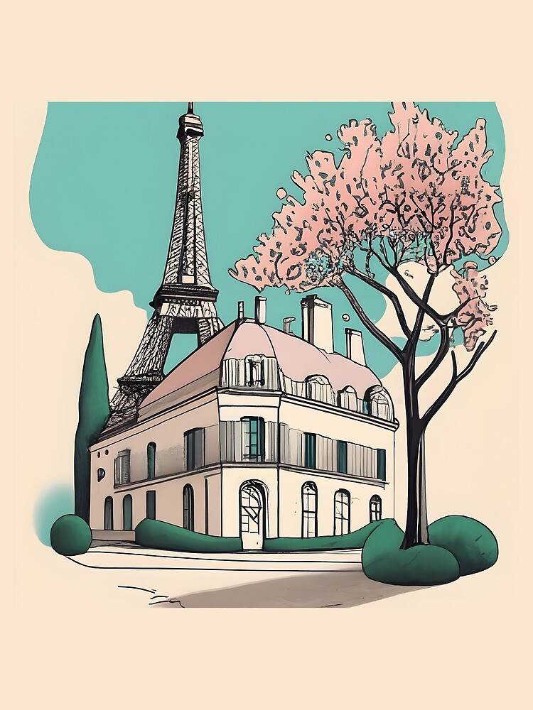 Thumbnail 3 of 3, Scarf, Old Traditional French house Chateaux Homes Drawing designed and sold by Patricks-Art.