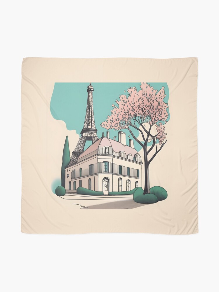 Thumbnail 2 of 3, Scarf, Old Traditional French house Chateaux Homes Drawing designed and sold by Patricks-Art.