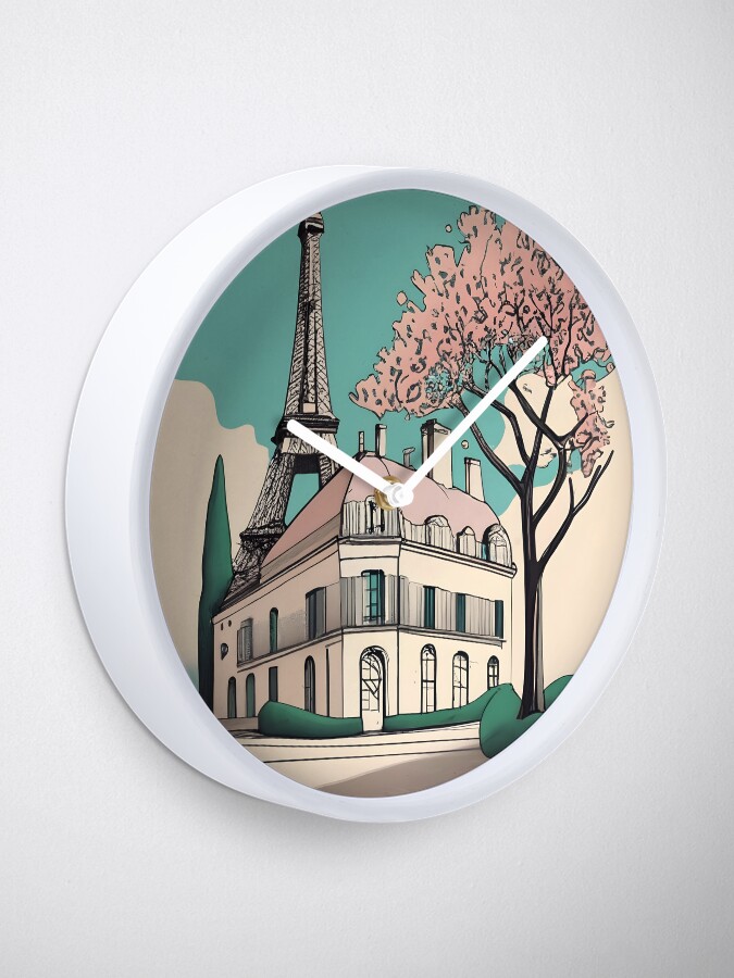 Thumbnail 1 of 4, Clock, Old Traditional French house Chateaux Homes Drawing designed and sold by Patricks-Art.
