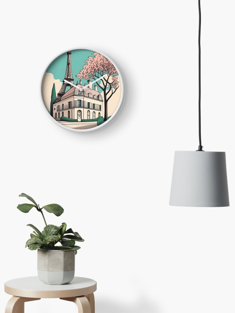 Thumbnail 2 of 4, Clock, Old Traditional French house Chateaux Homes Drawing designed and sold by Patricks-Art.