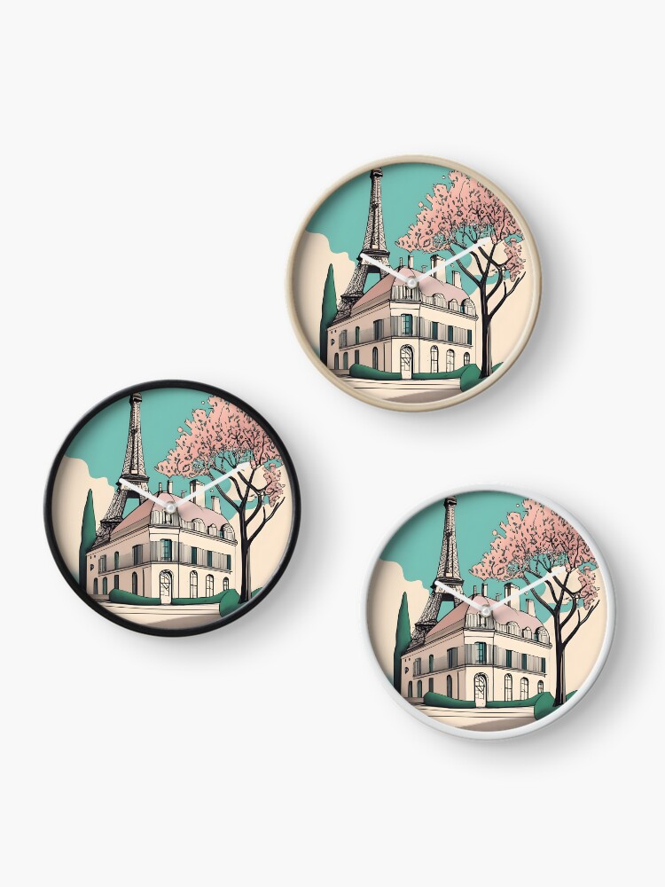 Thumbnail 3 of 4, Clock, Old Traditional French house Chateaux Homes Drawing designed and sold by Patricks-Art.