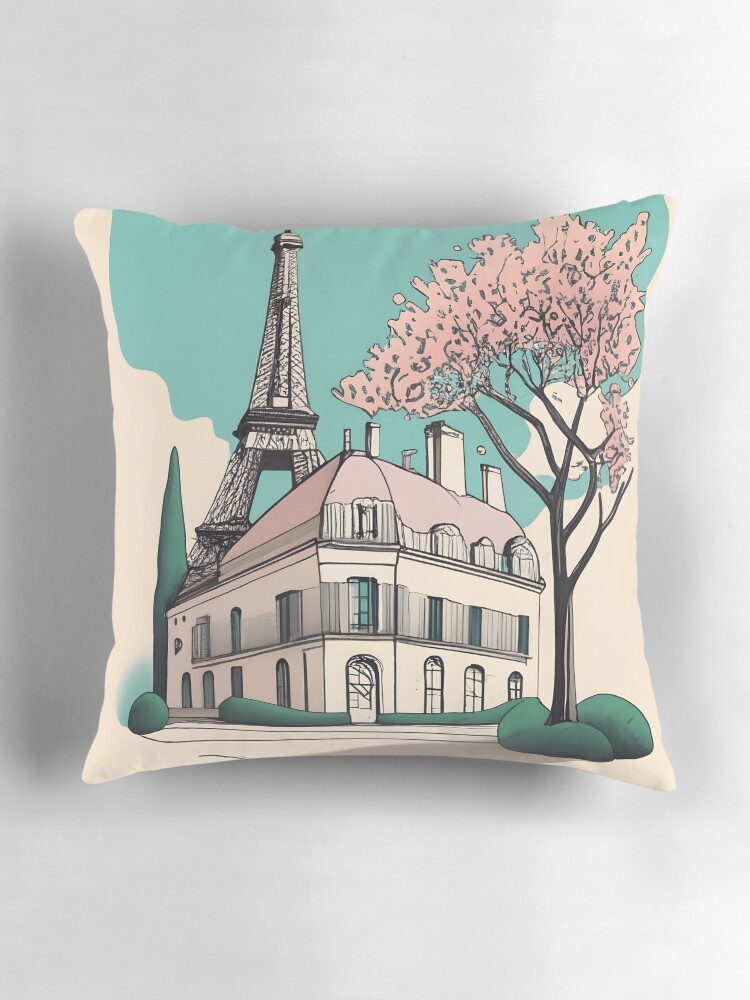 Thumbnail 3 of 4, Pillow, Old Traditional French house Chateaux Homes Drawing designed and sold by Patricks-Art.