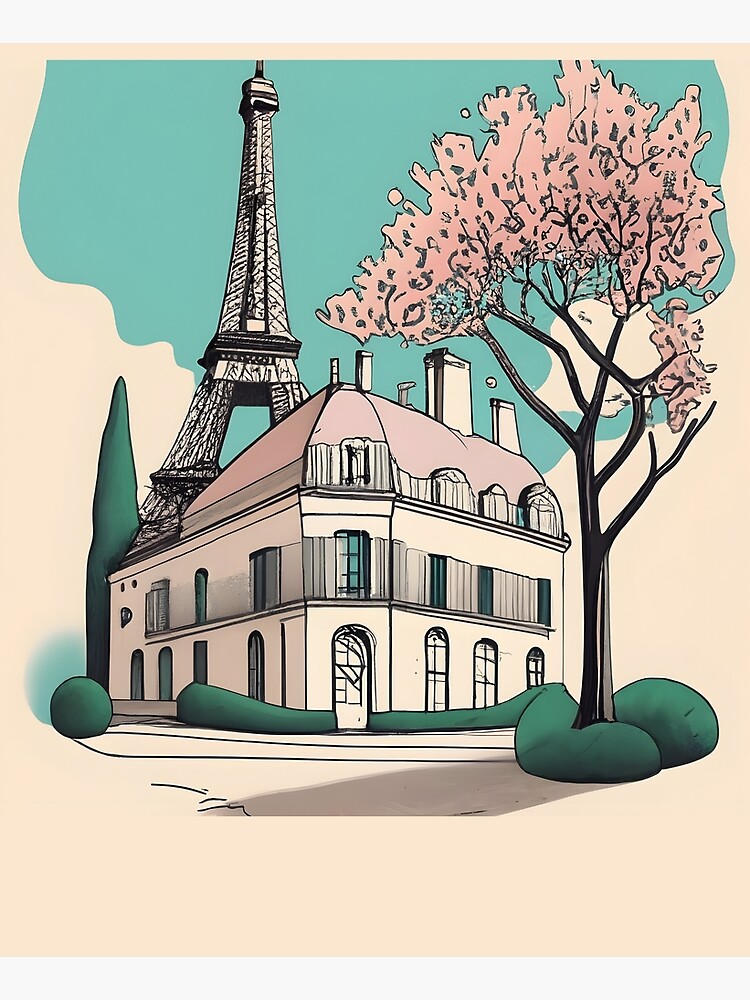 Thumbnail 6 of 6, Apron, Old Traditional French house Chateaux Homes Drawing designed and sold by Patricks-Art.