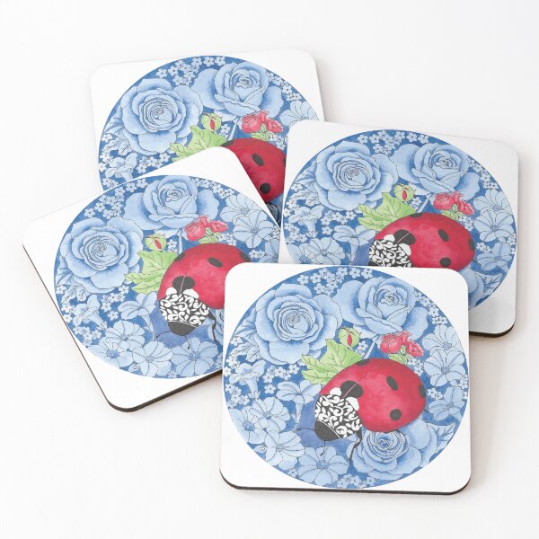 Item preview, Ladybug with Blue Roses Floral  designed and sold by HotPinkStudio.