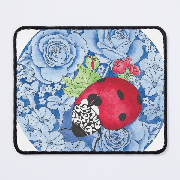 Item preview, Ladybug with Blue Roses Floral  designed and sold by HotPinkStudio.