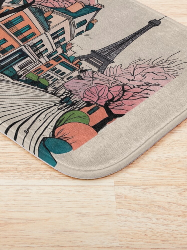 Thumbnail 3 of 6, Bath Mat, Old Traditional French house Chateaux Homes Drawing designed and sold by Patricks-Art.