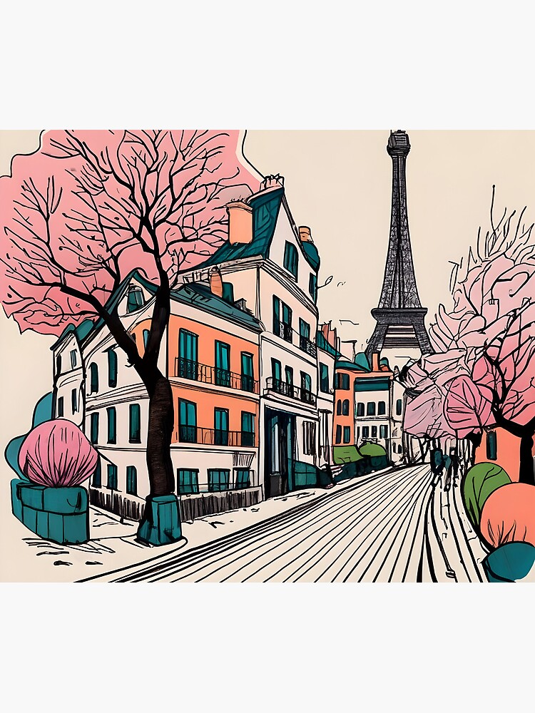 Thumbnail 5 of 5, Mouse Pad, Old Traditional French house Chateaux Homes Drawing designed and sold by Patricks-Art.