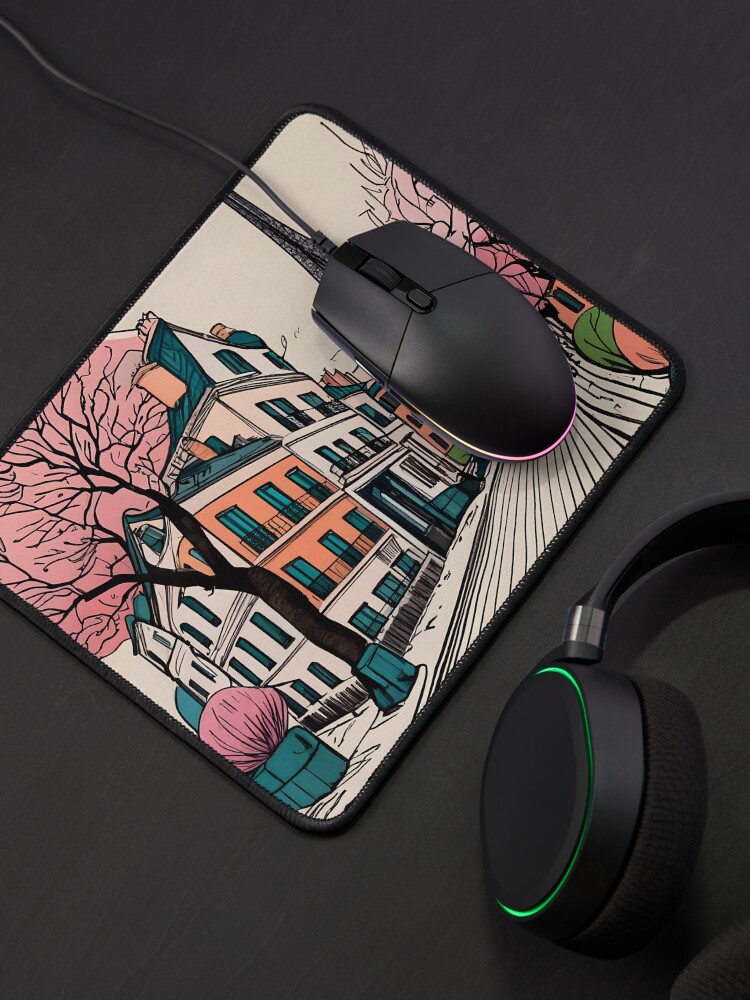 Thumbnail 4 of 5, Mouse Pad, Old Traditional French house Chateaux Homes Drawing designed and sold by Patricks-Art.
