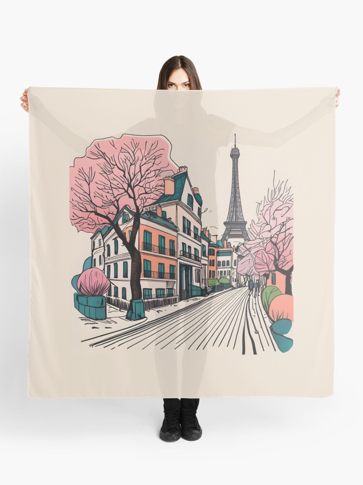 Thumbnail 1 of 3, Scarf, Old Traditional French house Chateaux Homes Drawing designed and sold by Patricks-Art.