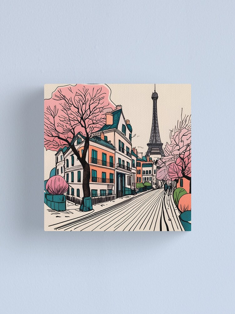 Thumbnail 1 of 3, Canvas Print, Old Traditional French house Chateaux Homes Drawing designed and sold by Patricks-Art.