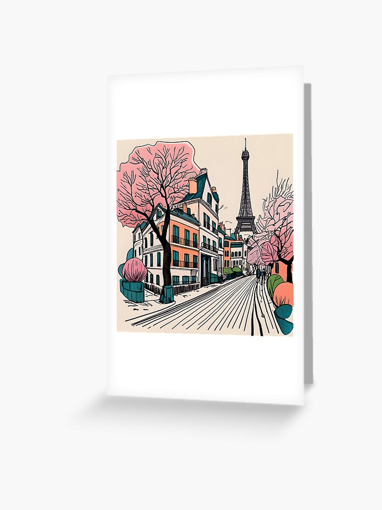 Thumbnail 1 of 2, Greeting Card, Old Traditional French house Chateaux Homes Drawing designed and sold by Patricks-Art.