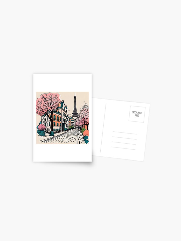 Thumbnail 1 of 2, Postcard, Old Traditional French house Chateaux Homes Drawing designed and sold by Patricks-Art.