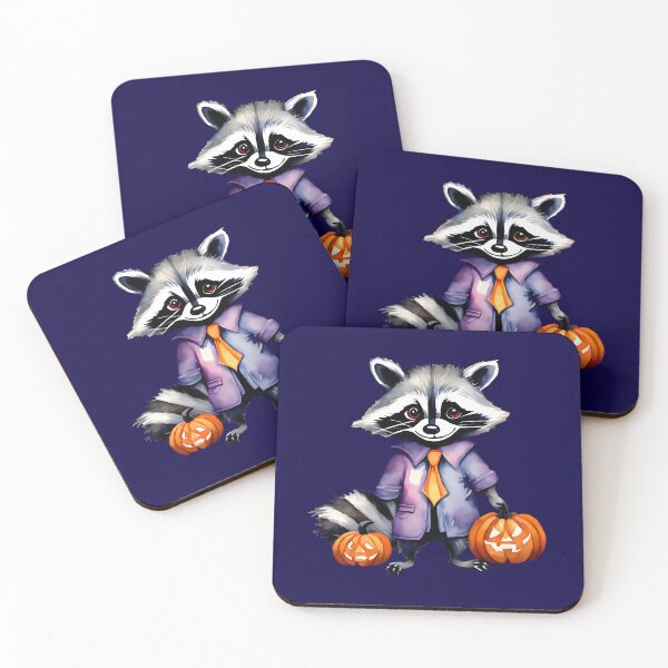 Item preview, Smiling Raccoon Carrying Two Halloween Pumpkins designed and sold by BloomCatB.
