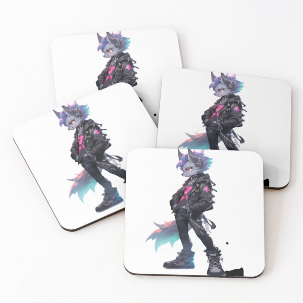 Item preview, Punk rock werewolf furry anthropomorphic hybrid wolf creature manga anime whimsical  designed and sold by Baba  Yaga's Cards.