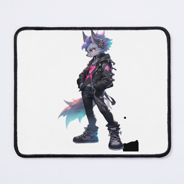 Item preview, Punk rock werewolf furry anthropomorphic hybrid wolf creature manga anime whimsical designed and sold by Baba Yaga's Cards.