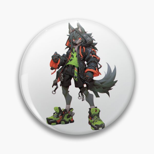Item preview, Punk rock skater werewolf furry anthropomorphic hybrid wolf creature manga anime whimsical  designed and sold by Baba  Yaga's Cards.