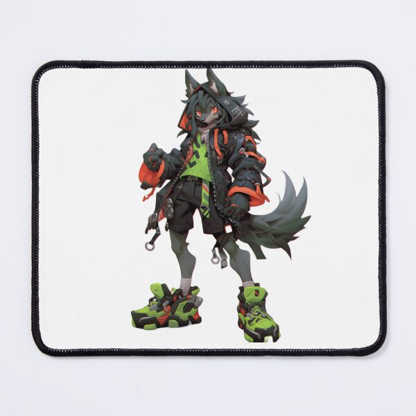 Item preview, Punk rock skater werewolf furry anthropomorphic hybrid wolf creature manga anime whimsical designed and sold by Baba Yaga's Cards.