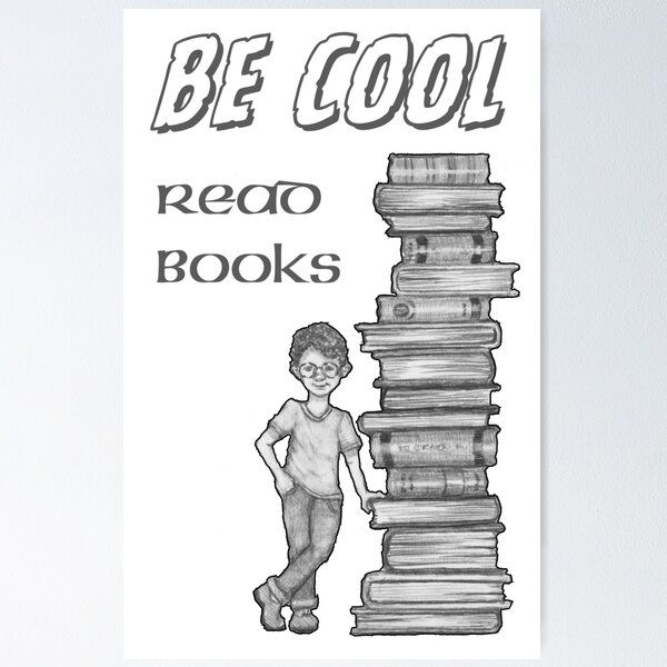 Item preview, Boy with BOOKS Illustration, Be COOL, Read Books, Literacy, Education designed and sold by JoyfulWhimsy.