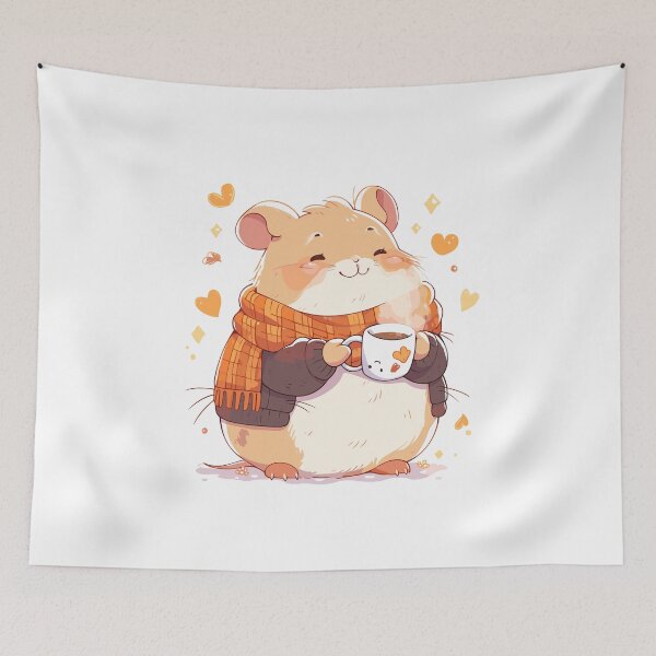 Item preview, Fall Hamster with Hot Drink designed and sold by KIBBYKO.