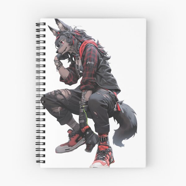 Item preview, A punk rock furry Werewolf anthropomorphic hybrid wolf creature manga anime whimsical  designed and sold by Baba  Yaga's Cards.