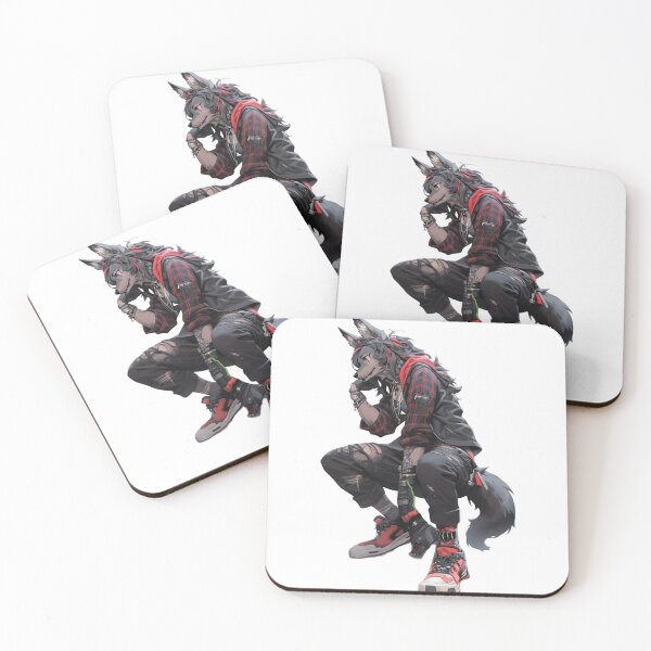 Item preview, A punk rock furry Werewolf anthropomorphic hybrid wolf creature manga anime whimsical  designed and sold by Baba  Yaga's Cards.