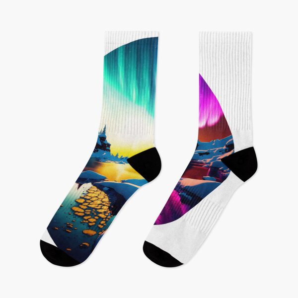 Item preview, Aurora Boreal Cielo Nocturno Paisaje Nevado Montañas Naturaleza designed and sold by Print-Online.