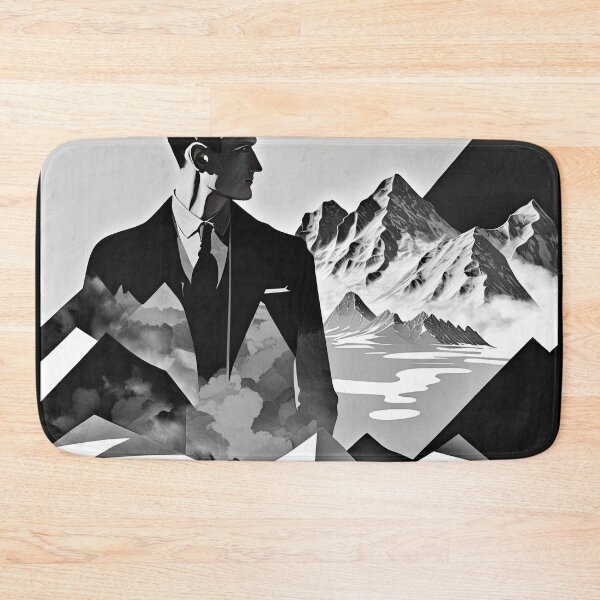 Item preview, Black & White Bauhaus Portrait in Front of the Alps designed and sold by ArtificialGenes.