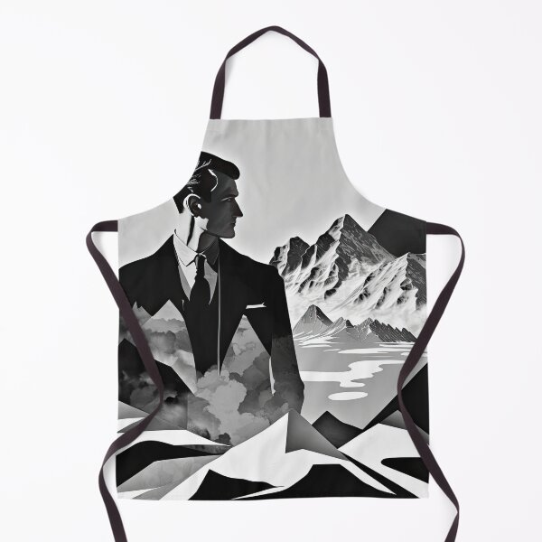 Item preview, Black & White Bauhaus Portrait in Front of the Alps designed and sold by ArtificialGenes.