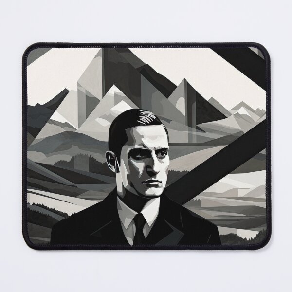 Artikelvorschau, Black & White Bauhaus Portrait in Front of the Alps entworfen und verkauft von ArtificialGenes.