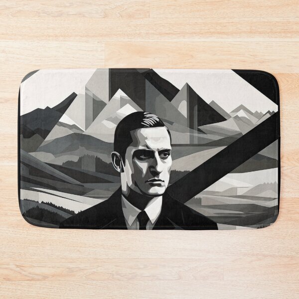 Item preview, Black & White Bauhaus Portrait in Front of the Alps designed and sold by ArtificialGenes.