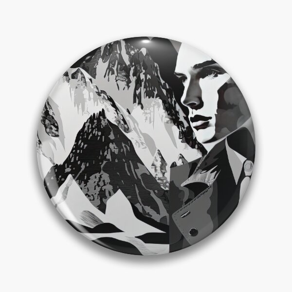 Item preview, Black & White Bauhaus Portrait in Front of the Alps designed and sold by ArtificialGenes.