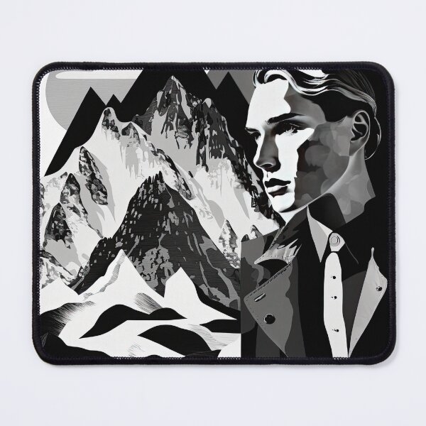 Item preview, Black & White Bauhaus Portrait in Front of the Alps designed and sold by ArtificialGenes.