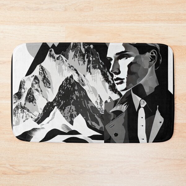 Item preview, Black & White Bauhaus Portrait in Front of the Alps designed and sold by ArtificialGenes.