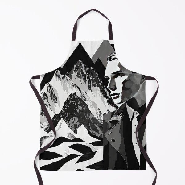 Item preview, Black & White Bauhaus Portrait in Front of the Alps designed and sold by ArtificialGenes.