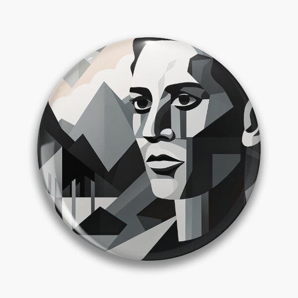 Item preview, Black & White Bauhaus Portrait in Front of the Alps designed and sold by ArtificialGenes.
