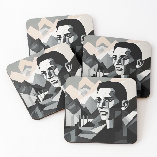 Item preview, Black & White Bauhaus Portrait in Front of the Alps designed and sold by ArtificialGenes.