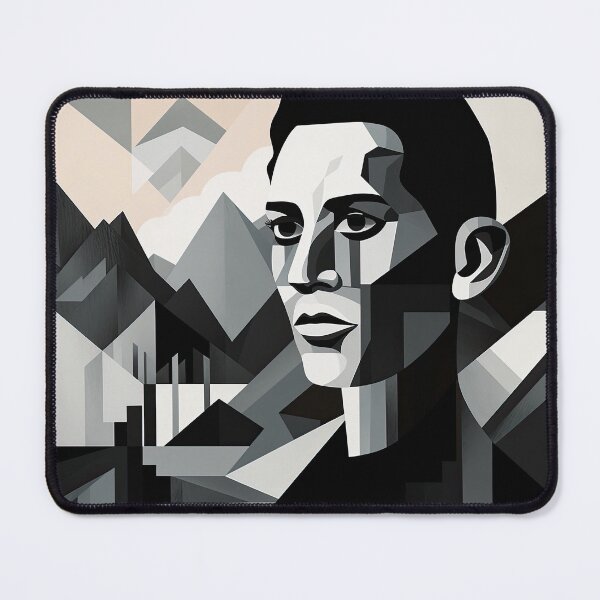 Item preview, Black & White Bauhaus Portrait in Front of the Alps designed and sold by ArtificialGenes.