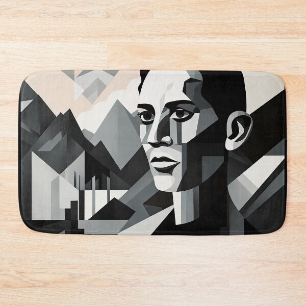 Item preview, Black & White Bauhaus Portrait in Front of the Alps designed and sold by ArtificialGenes.