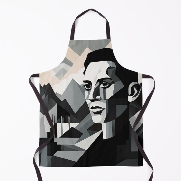 Item preview, Black & White Bauhaus Portrait in Front of the Alps designed and sold by ArtificialGenes.