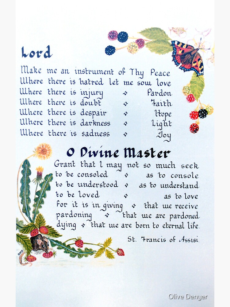 prayer-of-st-francis-photographic-print-for-sale-by-olivedenyer-redbubble for Free Printable Prayer Of St Francis Prayer of St. Francis