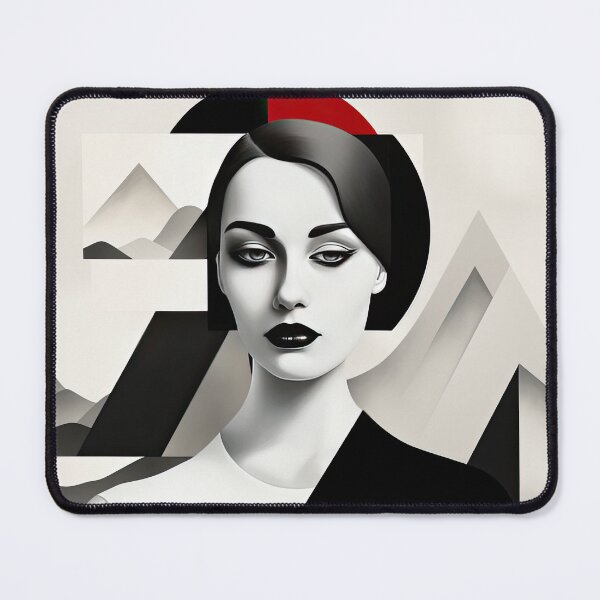 Item preview, Black & White Bauhaus Portrait in Front of the Alps designed and sold by ArtificialGenes.