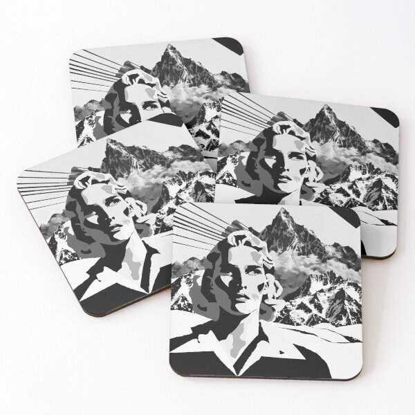 Item preview, Black & White Bauhaus Portrait in Front of the Alps designed and sold by ArtificialGenes.