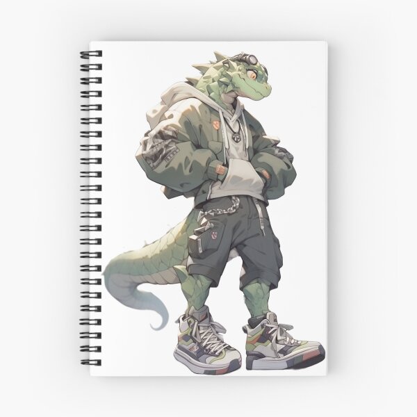 Item preview, Hardcore punk dragon art furry anthropomorphic hybrid creature manga anime whimsical  designed and sold by Baba  Yaga's Cards.
