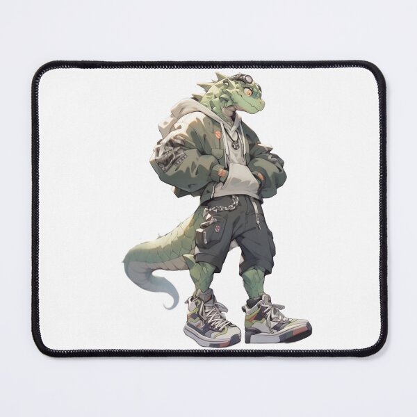 Item preview, Hardcore punk dragon art furry anthropomorphic hybrid creature manga anime whimsical designed and sold by Baba Yaga's Cards.