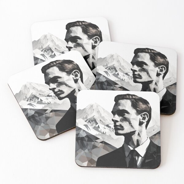 Artikelvorschau, Black & White Bauhaus Portrait in Front of the Alps entworfen und verkauft von ArtificialGenes.
