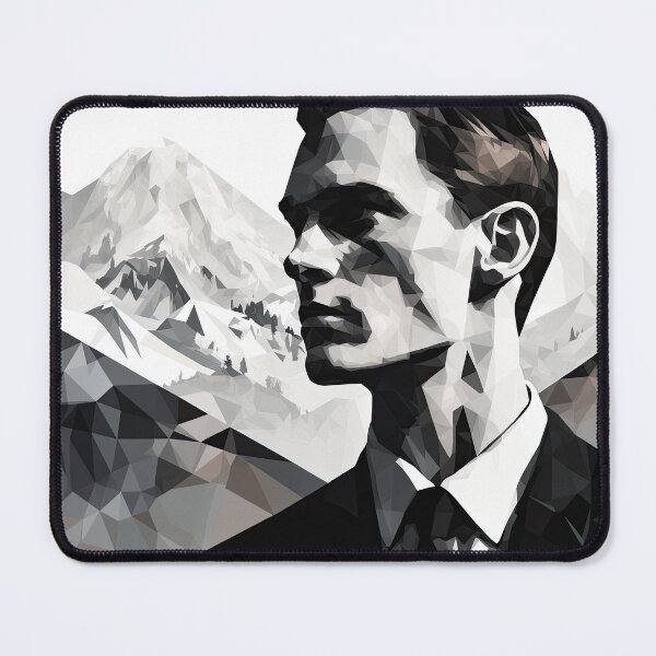 Artikelvorschau, Black & White Bauhaus Portrait in Front of the Alps entworfen und verkauft von ArtificialGenes.